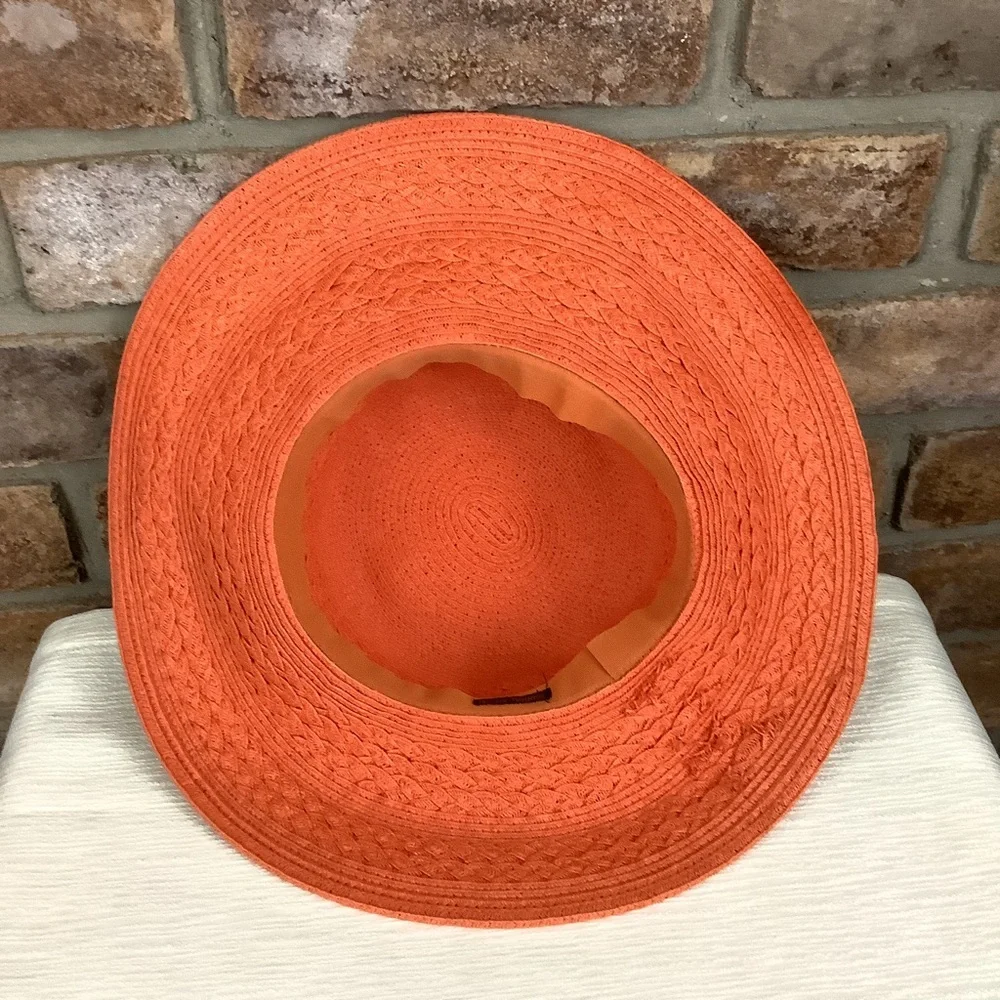 BIJOUX TERNER Floppy Orange Straw Sun Hat